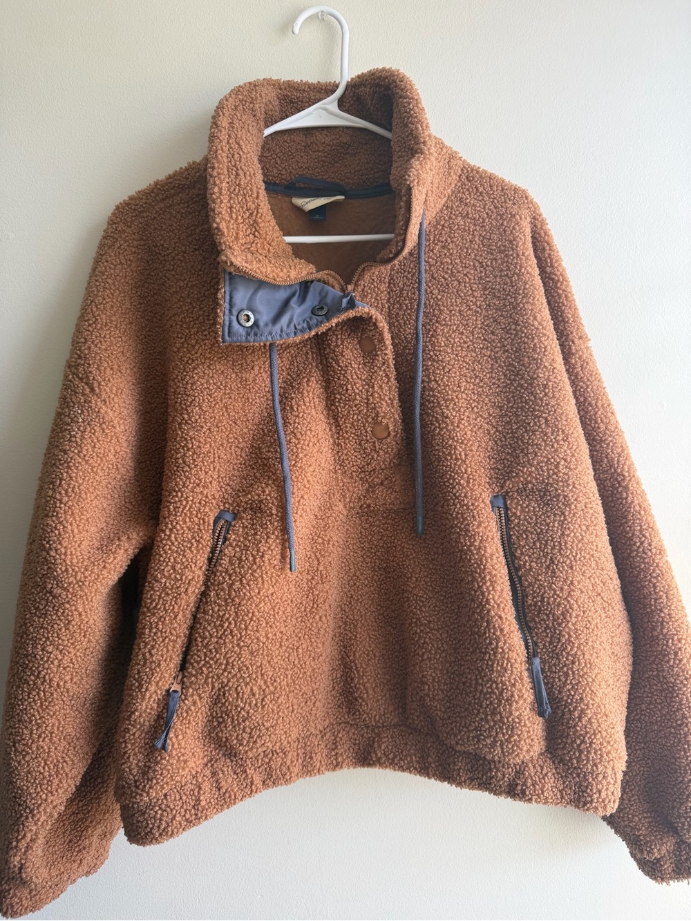 Women's Cozy Teddy Pullover Jacket - Brown